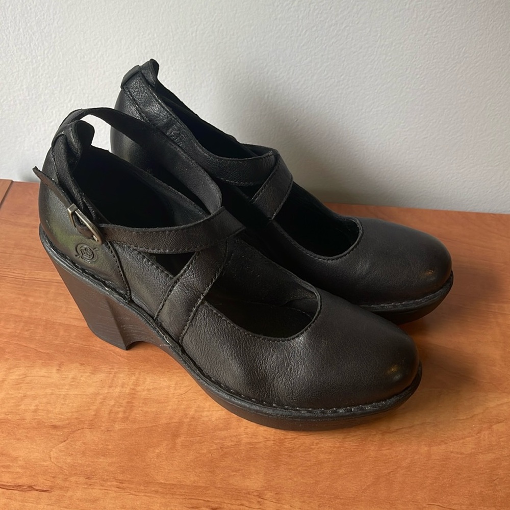 Born - black leather platform Mary Jane